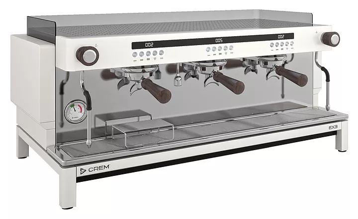 Кофемашина Crem EX3 3GR Display TA белая, высокие группы, грецкий орех